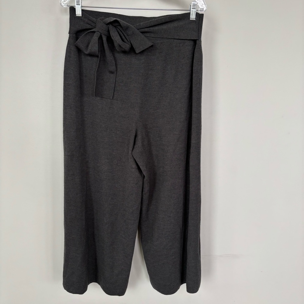 Moth by Anthropologie Wool Blend Wide Leg Crop Pants With Tie Detail Size L‎